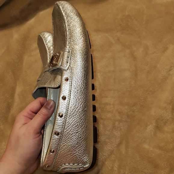 AUTHENTIC Louis Vuitton Silver Studded Driving Loafers EU37.5 PERFECT CONDITION - Picture 15 of 16